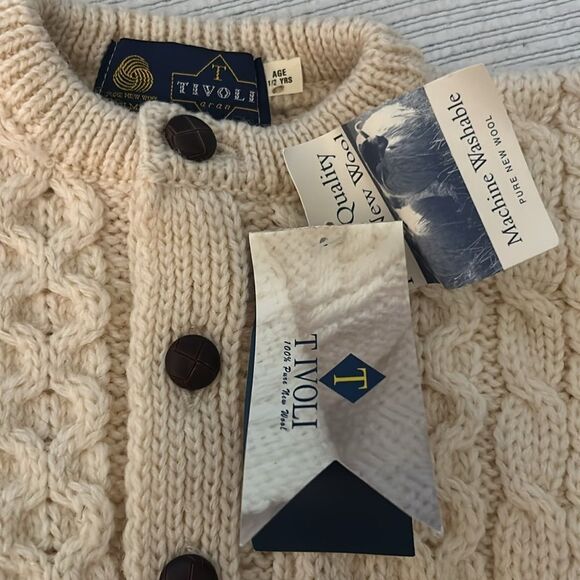 Tivoli Cream Knit Cardigan with Dark Buttons one to two years new with tags - Picture 2 of 6
